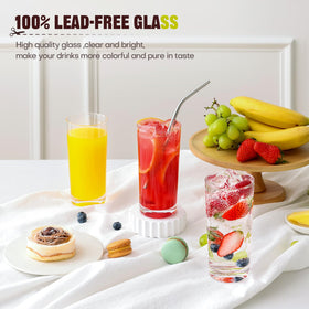 OUWO highball glasses close-up highlighting clear crystal clarity for entertaining.