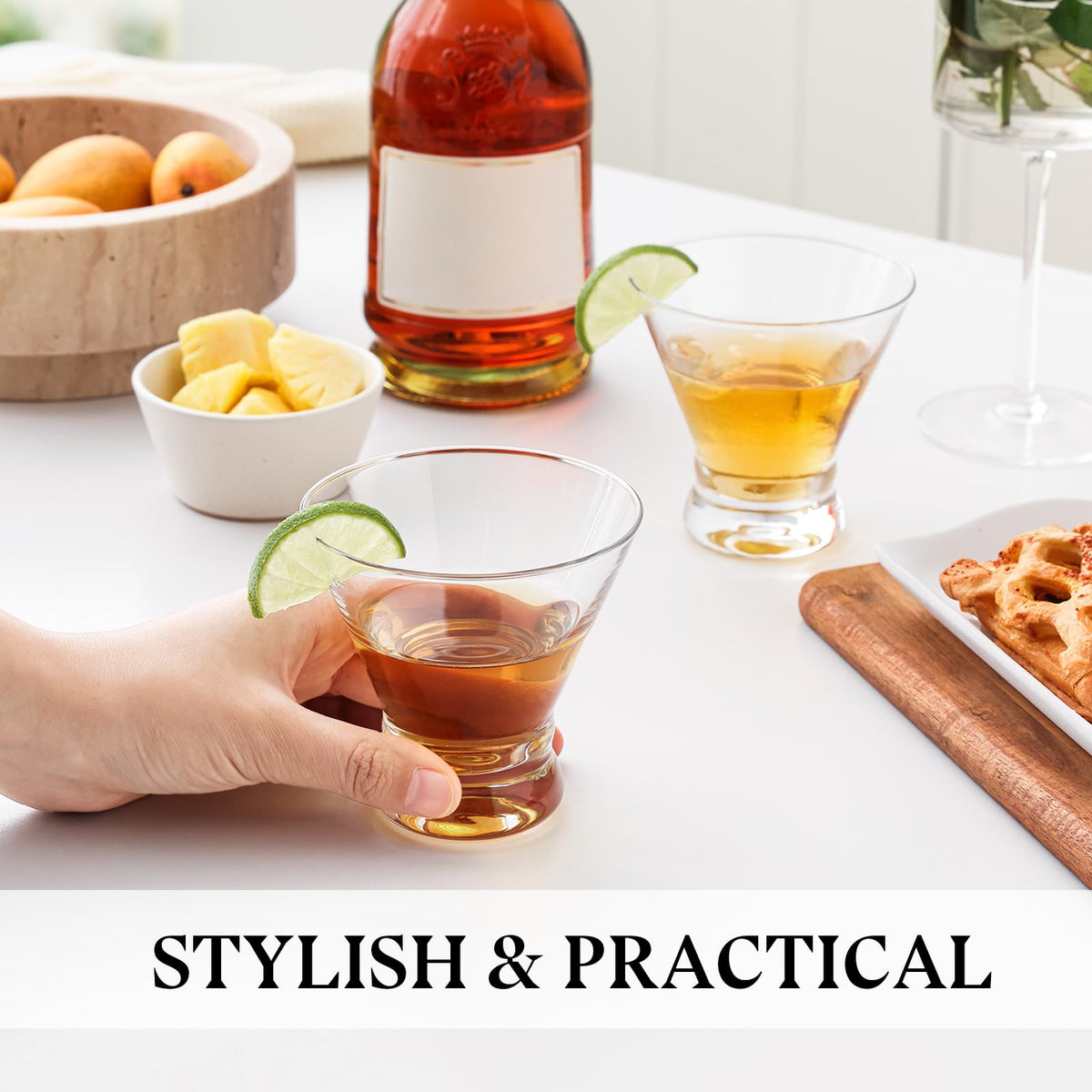 OUWO martini glass versatile for desserts and mixed drinks with flair.