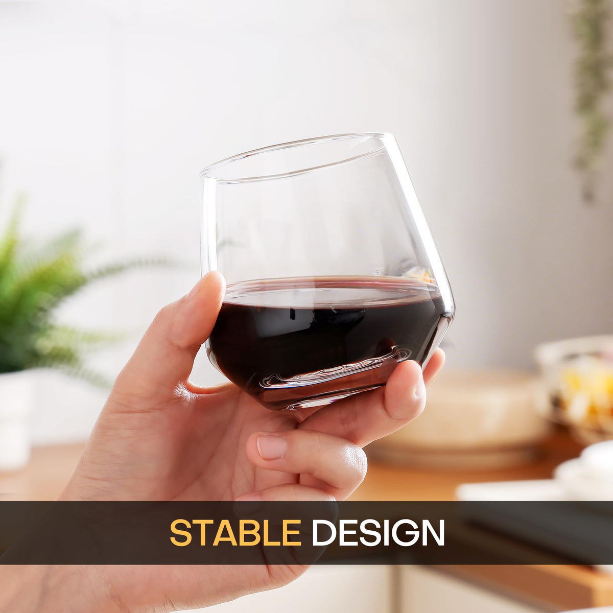 OUWO stemless wine glasses 13.5oz capacity ideal for wine or cocktails