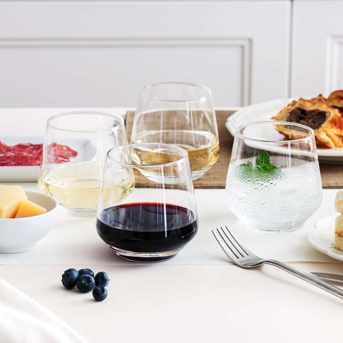 OUWO stemless wine glasses crystal-clear sparkles on your table