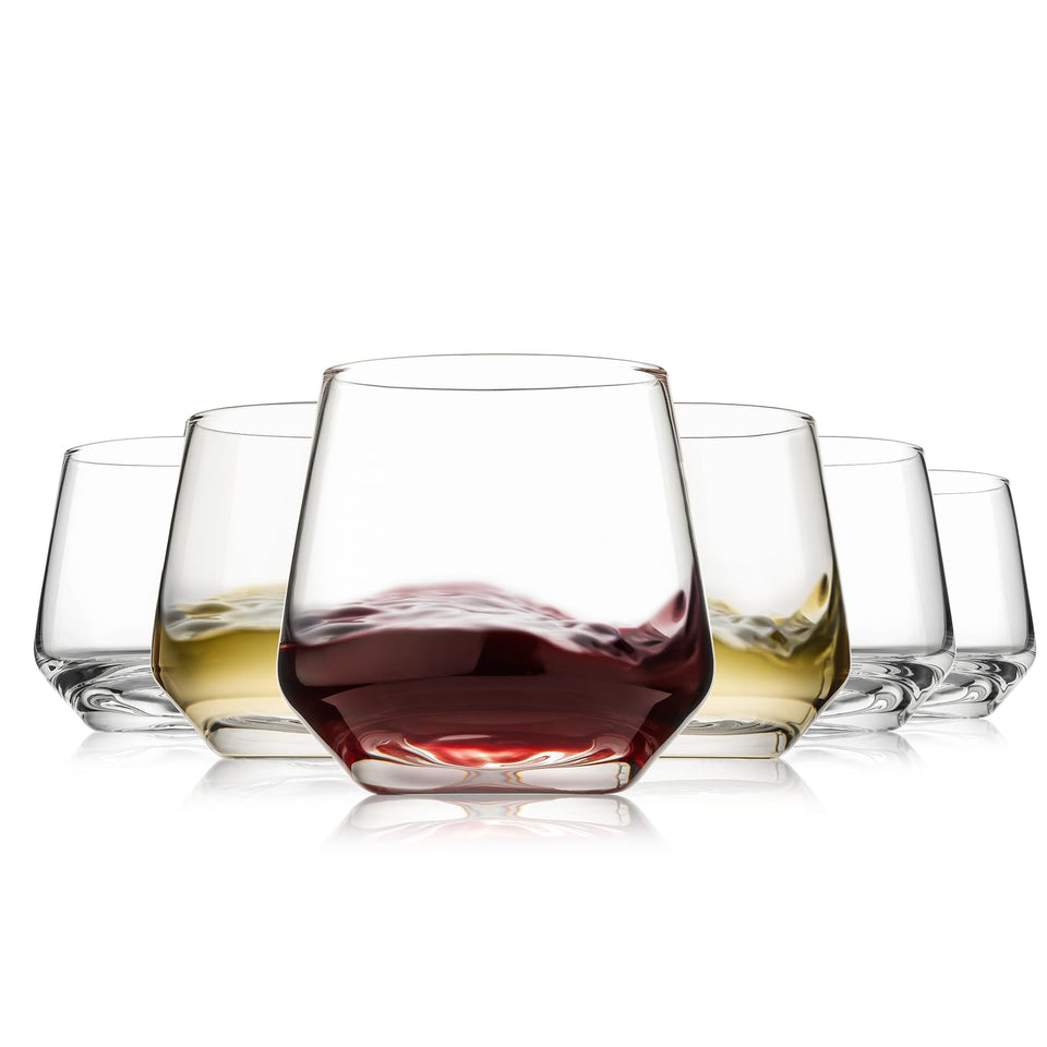 OUWO stemless wine glasses front view, ideal for everyday use.