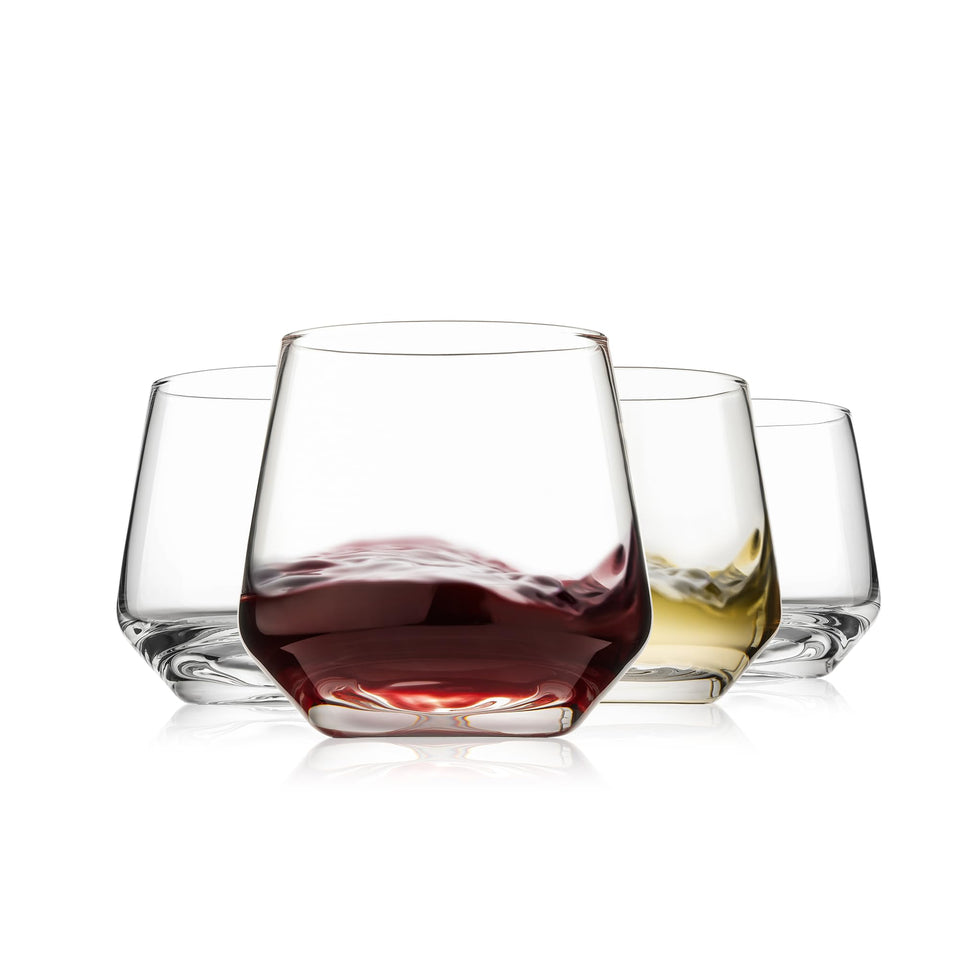 OUWO stemless wine glasses set of 4 highlight crystal clarity for elegant pours