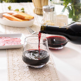 OUWO stemless wine glasses with sturdy base emphasize stability for confident toasts