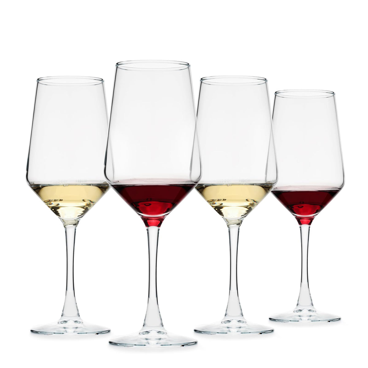 OUWO four-piece wine glasses show clarity for elegant entertaining.