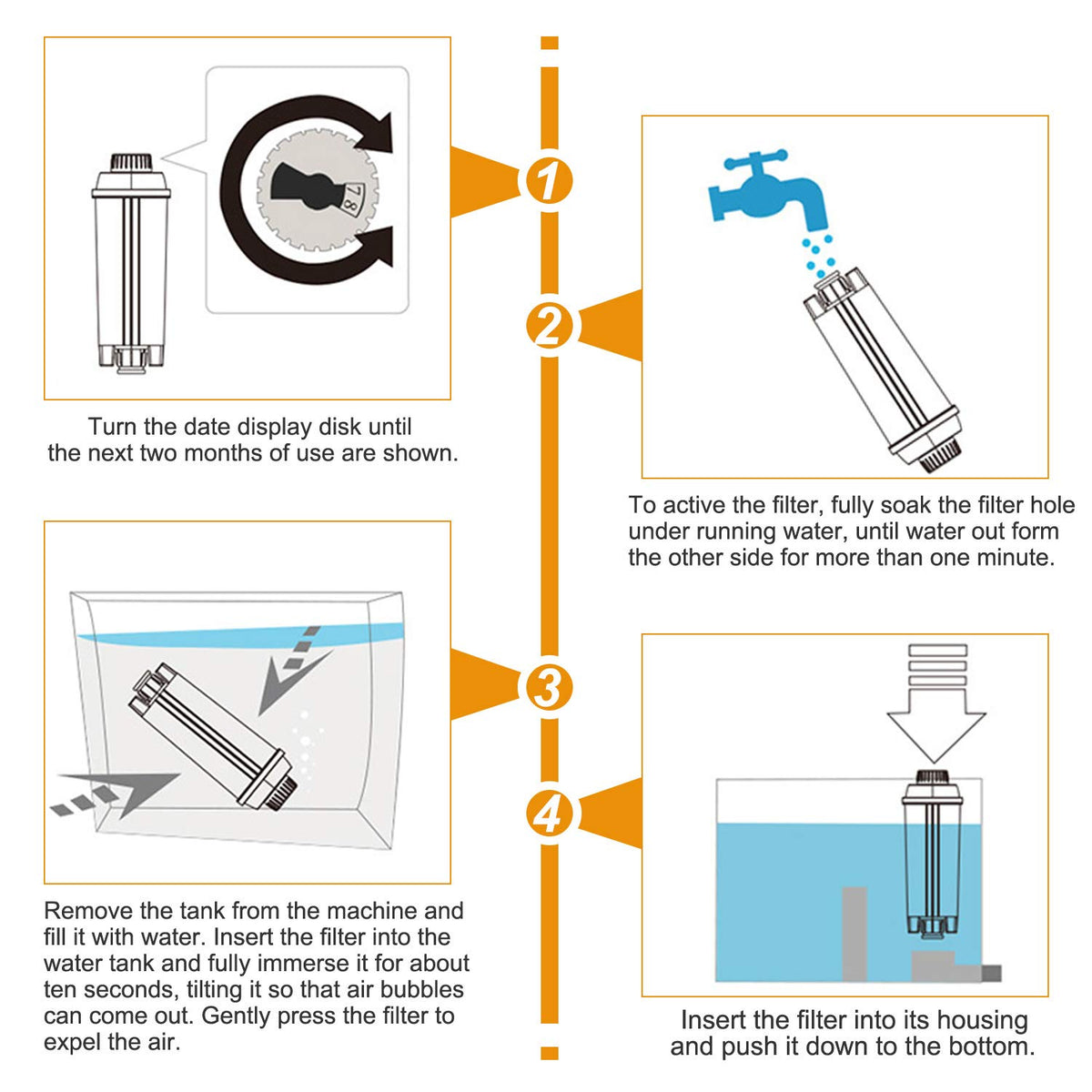Ouxunus De'Longhi filter reduces limescale buildup inside the coffee machine.