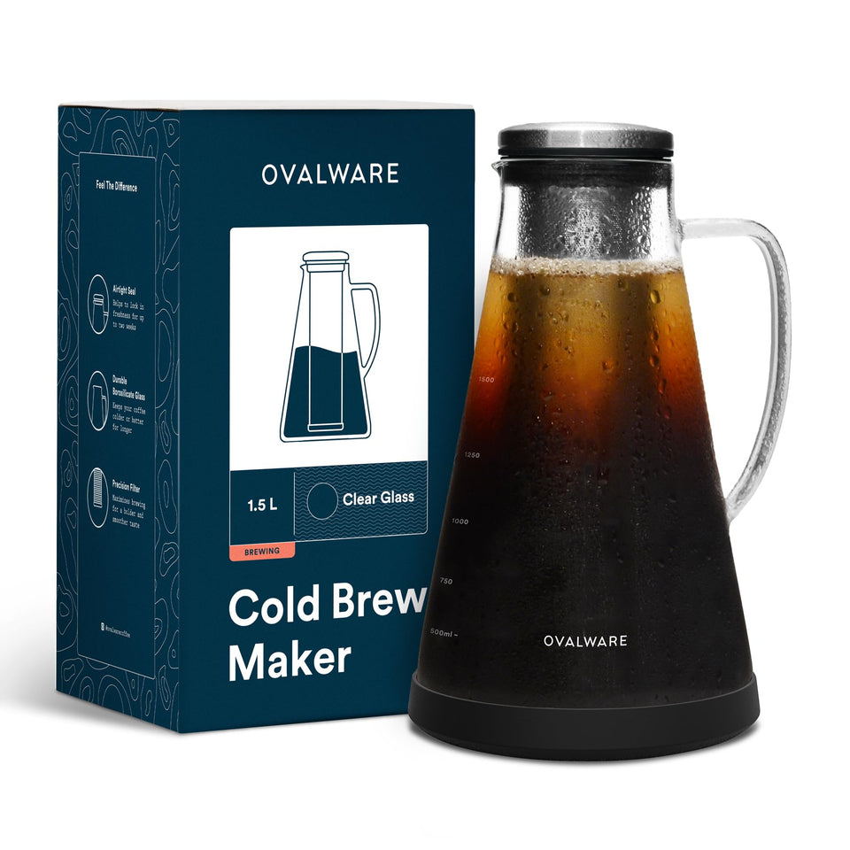 Ovalware airtight cold brew pitcher with spout for easy pouring and freshness