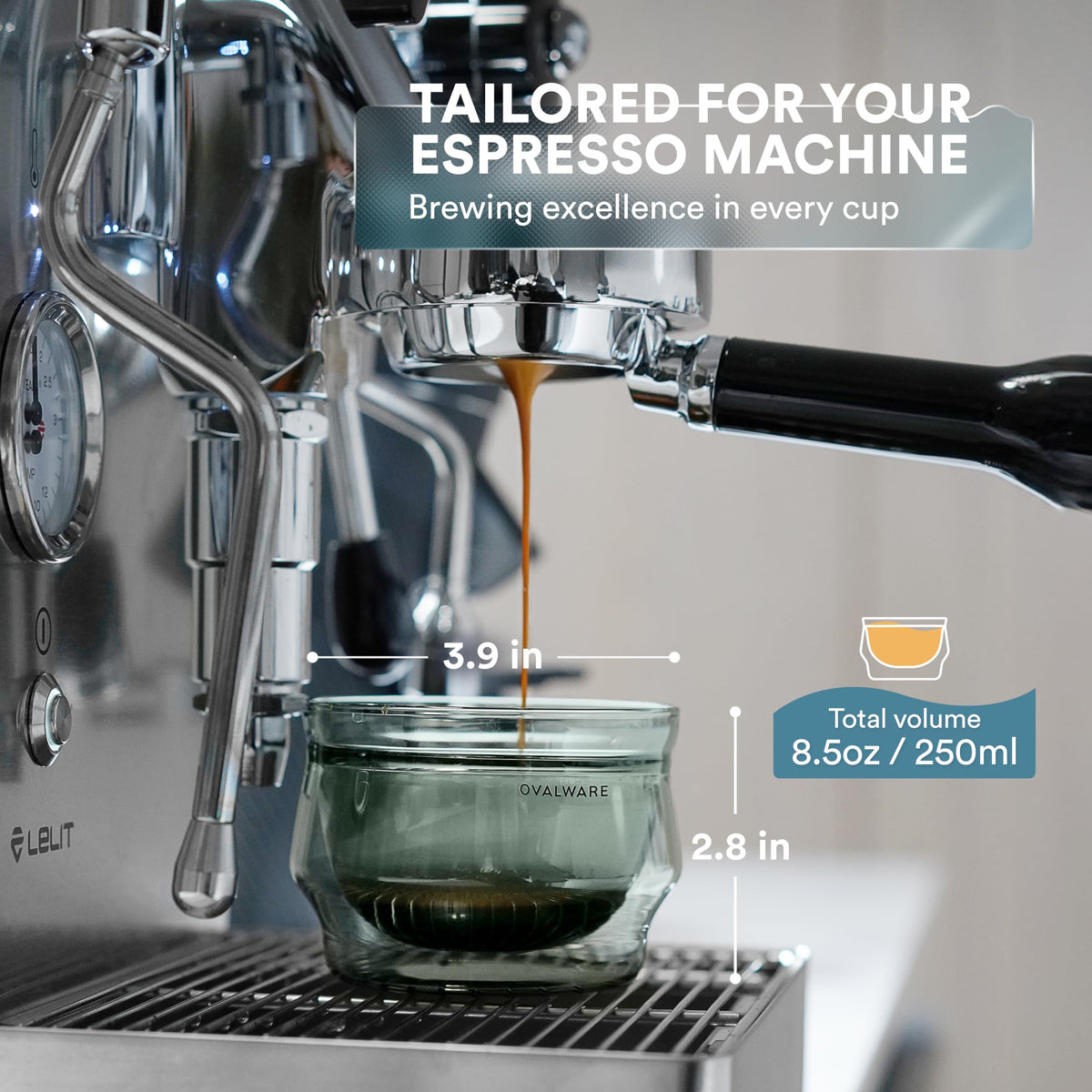 Ovalware double-wall latte cups in a 2-pack keep beverages at temperature with clear visibility.
