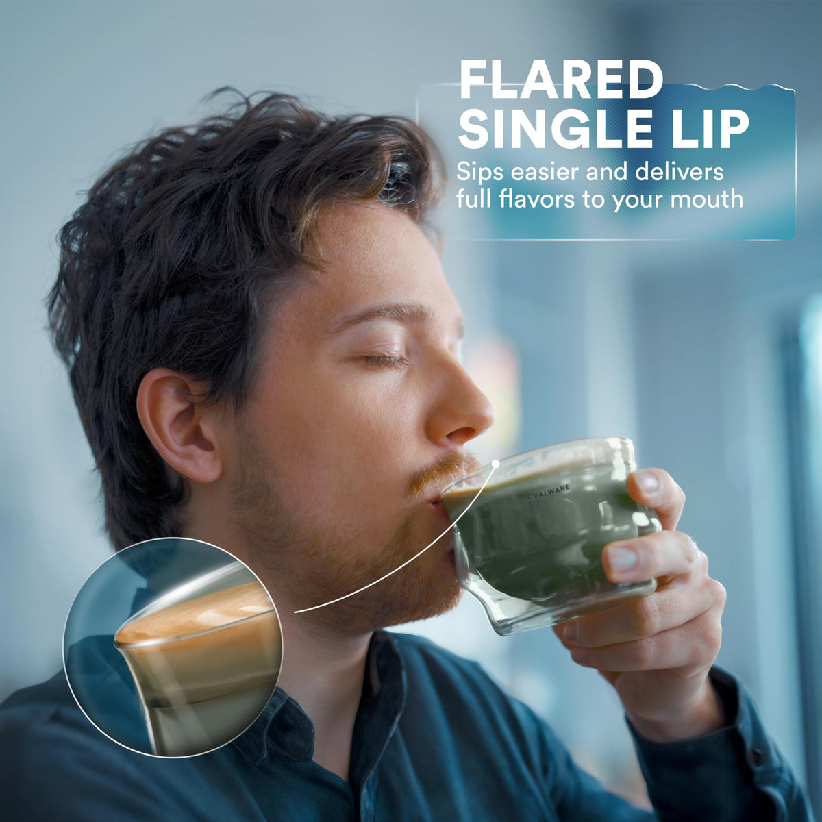 Ovalware latte art cups swirl-friendly design helps you craft smooth latte art.