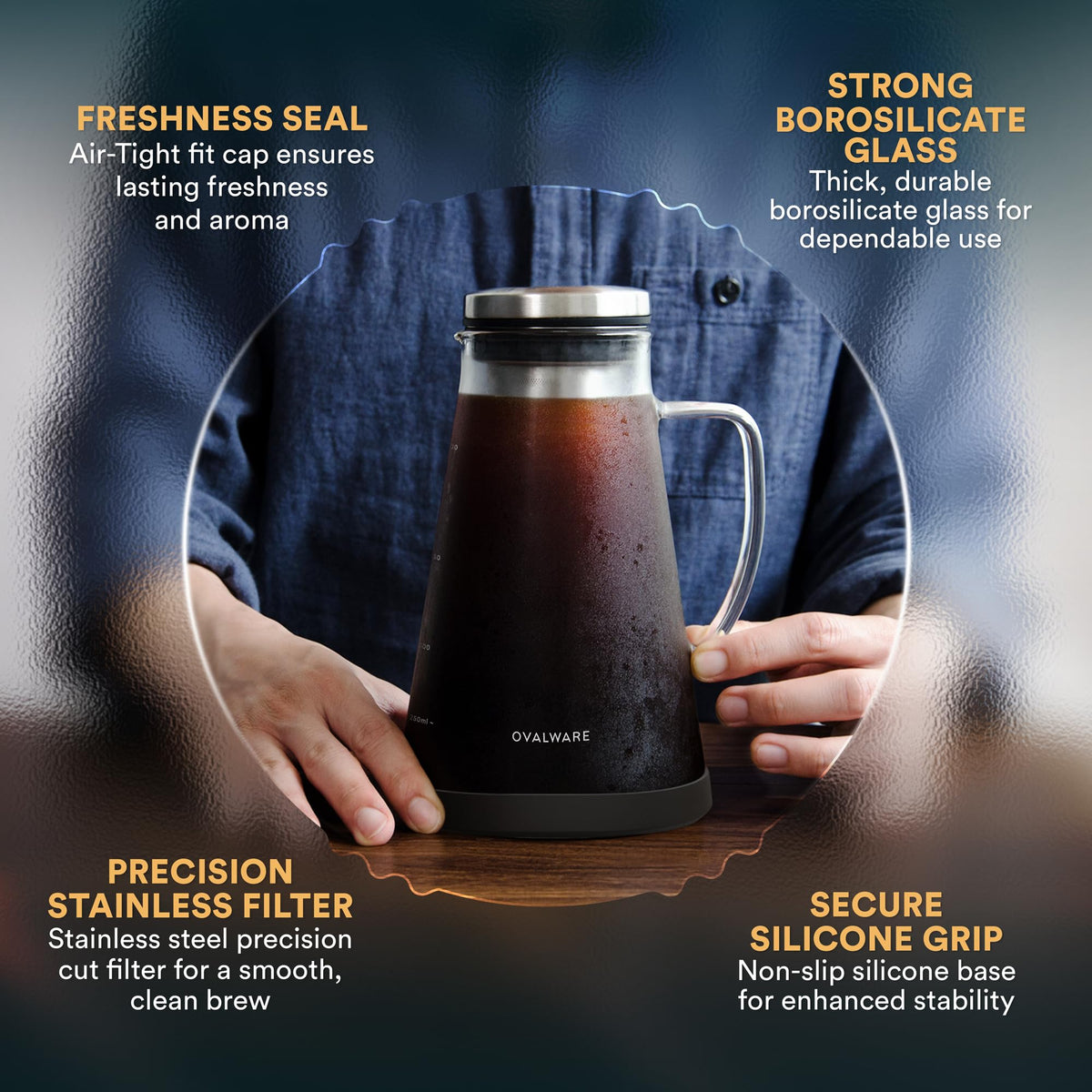 Ovalware RJ3 airtight lid seals freshness and flavor for up to two weeks.