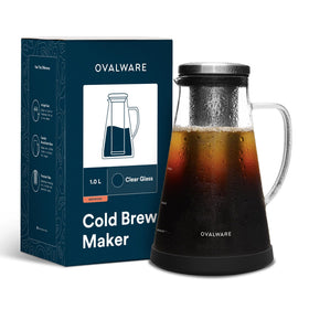Ovalware RJ3 brewing glass carafe with a convenient pour spout for smooth cold brew concentrate.