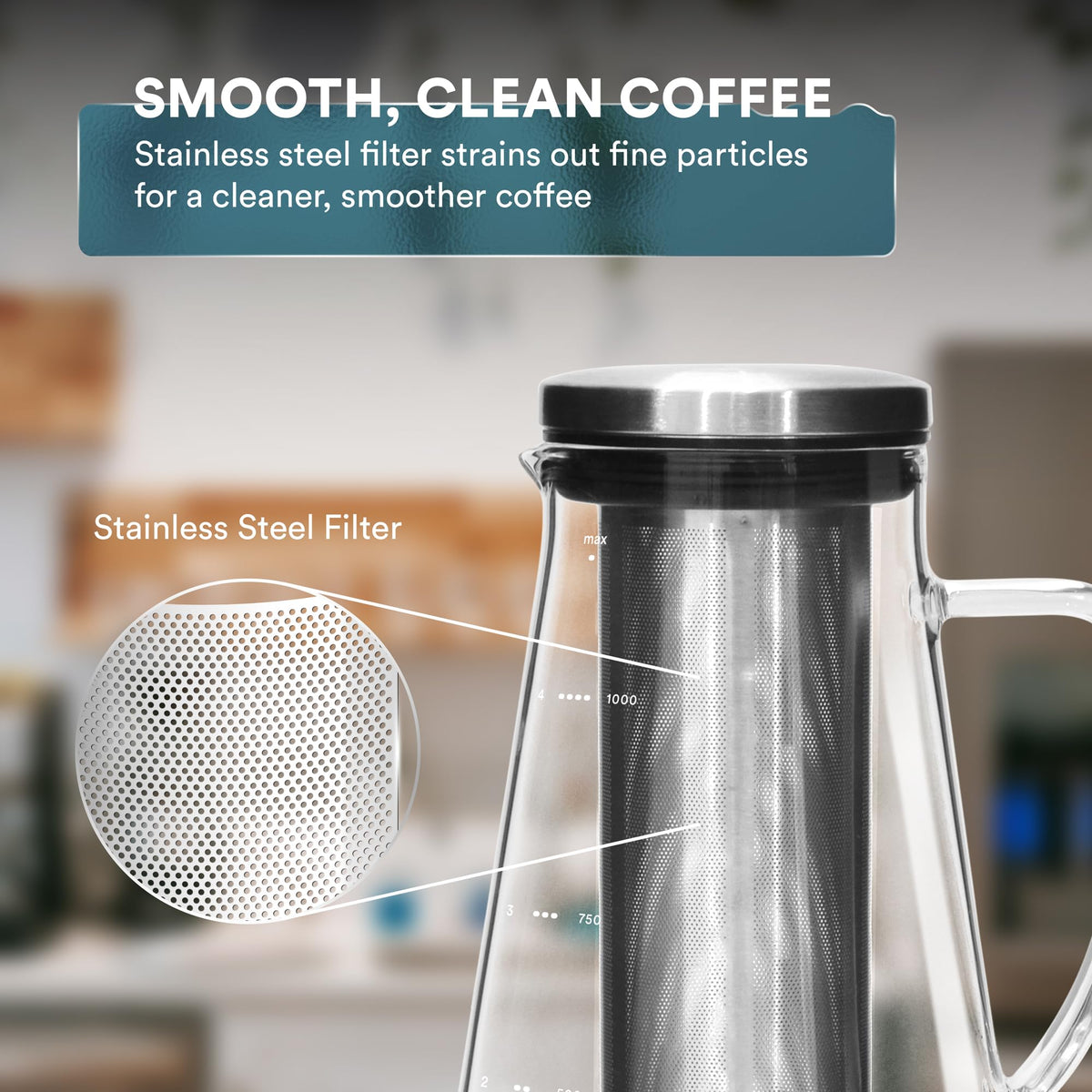 Ovalware RJ3 dishwasher-safe glass and rust-free filter simplify cleanup.