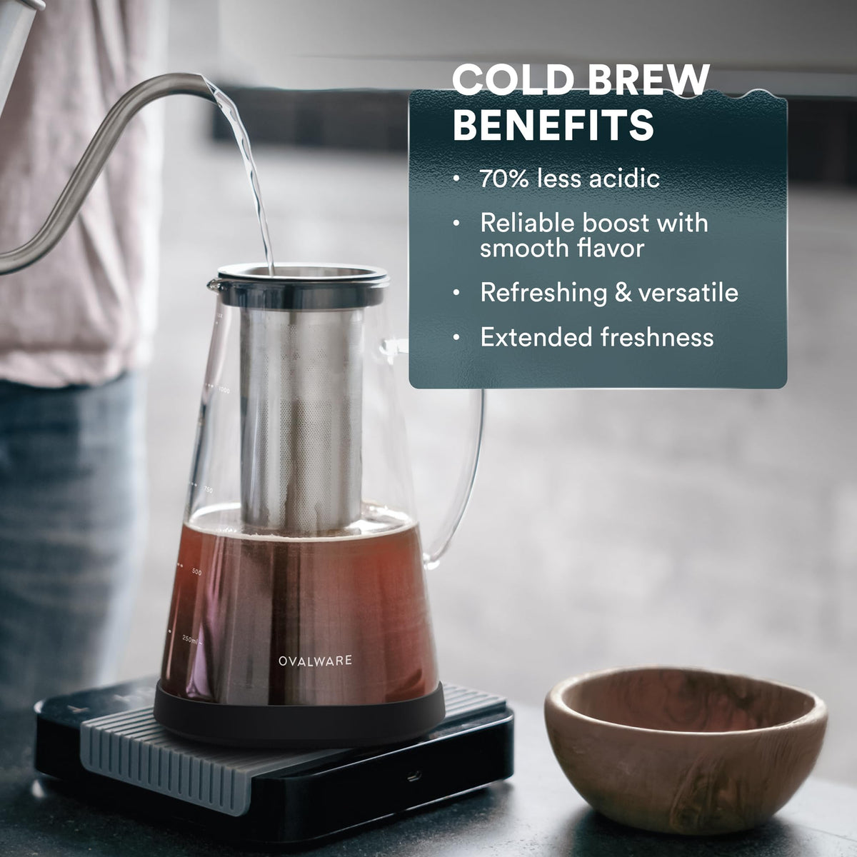 Ovalware RJ3 supports iced and hot tea brewing for versatile use.