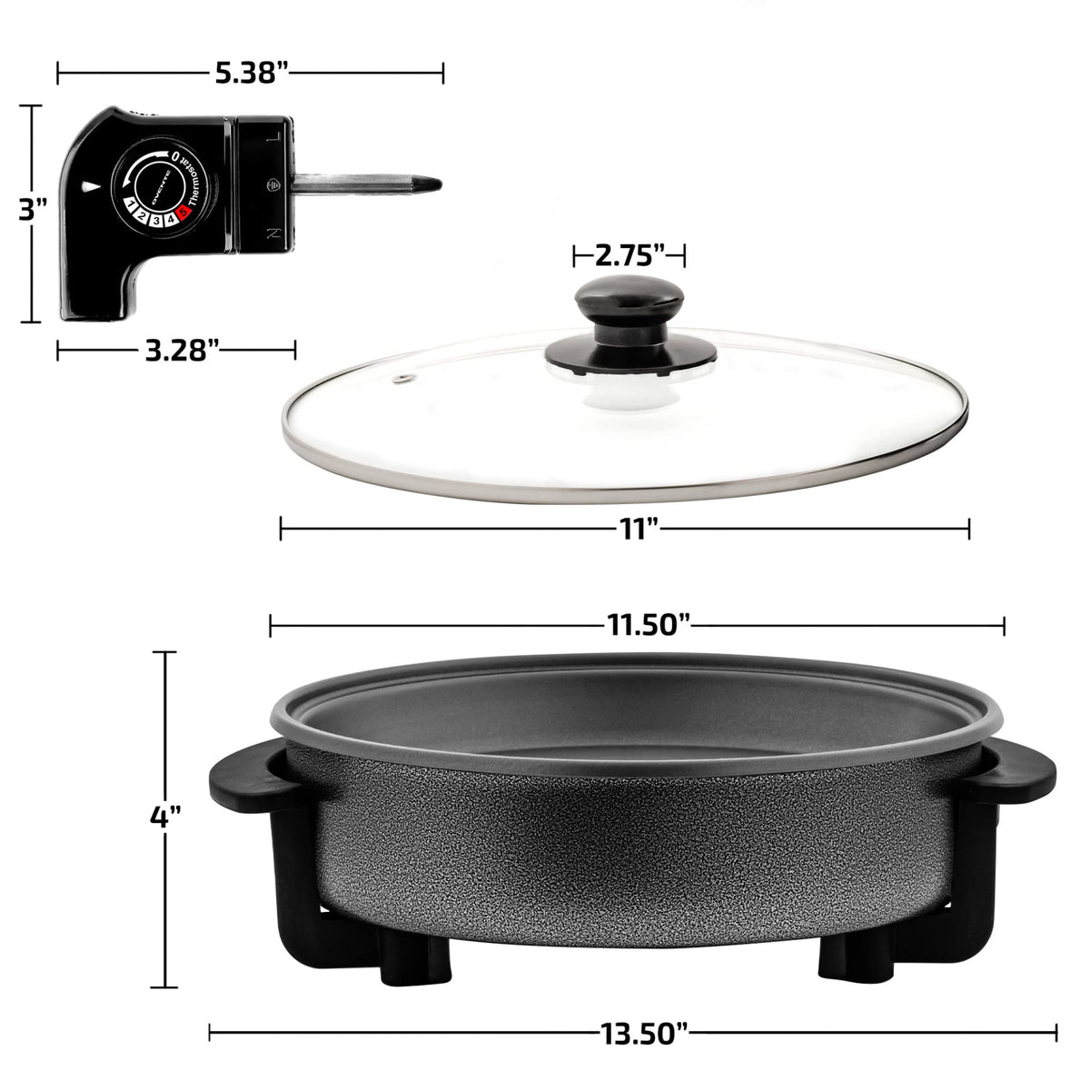 OVENTE cool-touch handles for safe transport from kitchen to table.