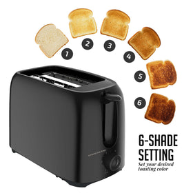 OVENTE TP2210B browning control dial enables customized toast shade.