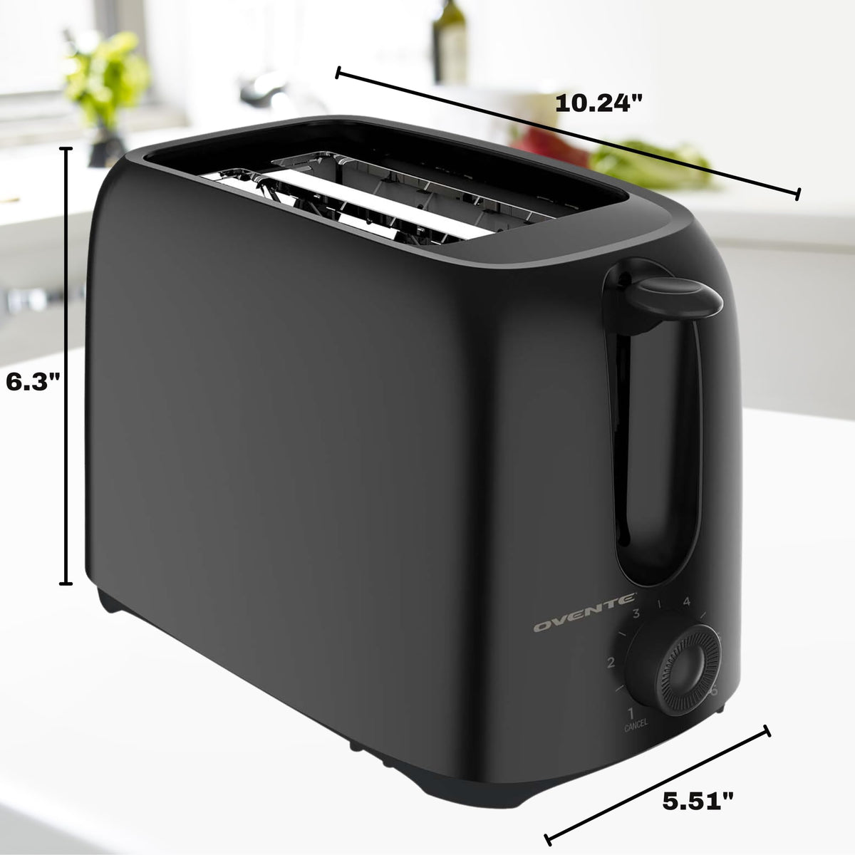 OVENTE TP2210B integrated cord wrap for tidy storage.