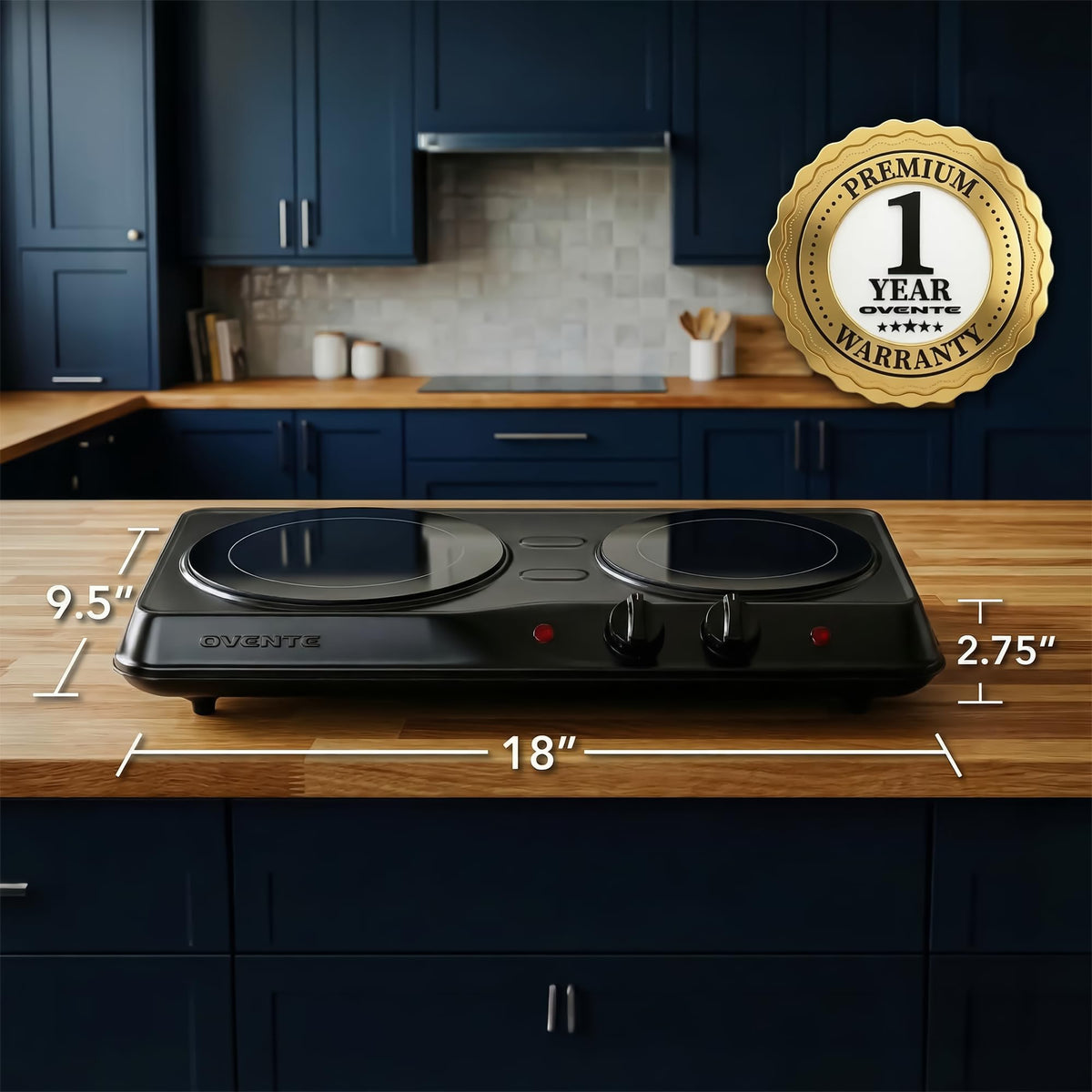 OVENTE BGI102B all‑cookware compatibility expands kitchen versatility.