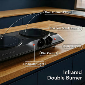 OVENTE BGI102B easy‑clean surface for fast cleanup after cooking.