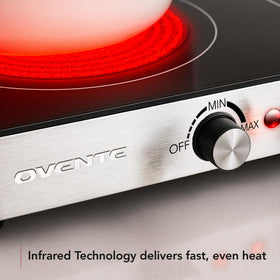 OVENTE BGI302GB independent knob controls for precise heat