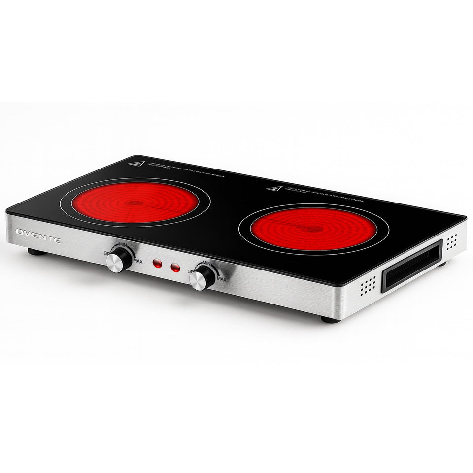 OVENTE BGI302GB front view with dual infrared burners for fast meals
