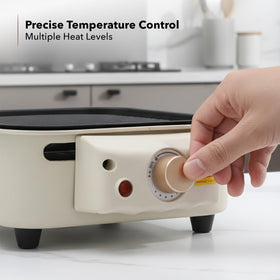 OVENTE adjustable temperature knob supports precise searing and gentle warming.