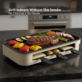OVENTE BQR1502B smokeless design enables indoor grilling without lingering smoke.