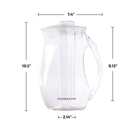 Crystal-clear OVENTE pitcher showcases vibrant infused beverages.