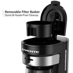 OVENTE CMT215B pitcher and components are dishwasher-safe for quick cleanup