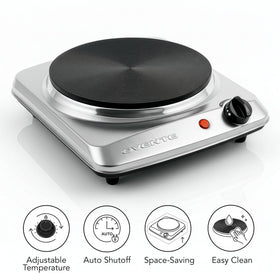 OVENTE control knob on burner for precise temperature adjustment.