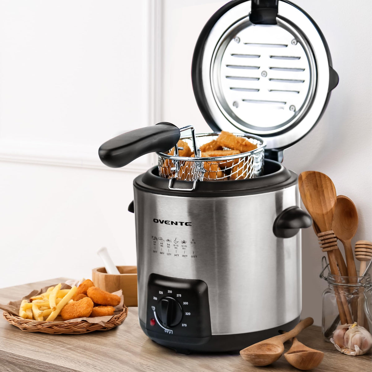 OVENTE deep fryer compact countertop design fits small kitchens.