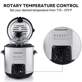OVENTE deep fryer locking lid reduces splatter and odor.