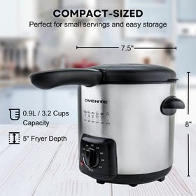 OVENTE deep fryer non-stick interior for quick cleanup.