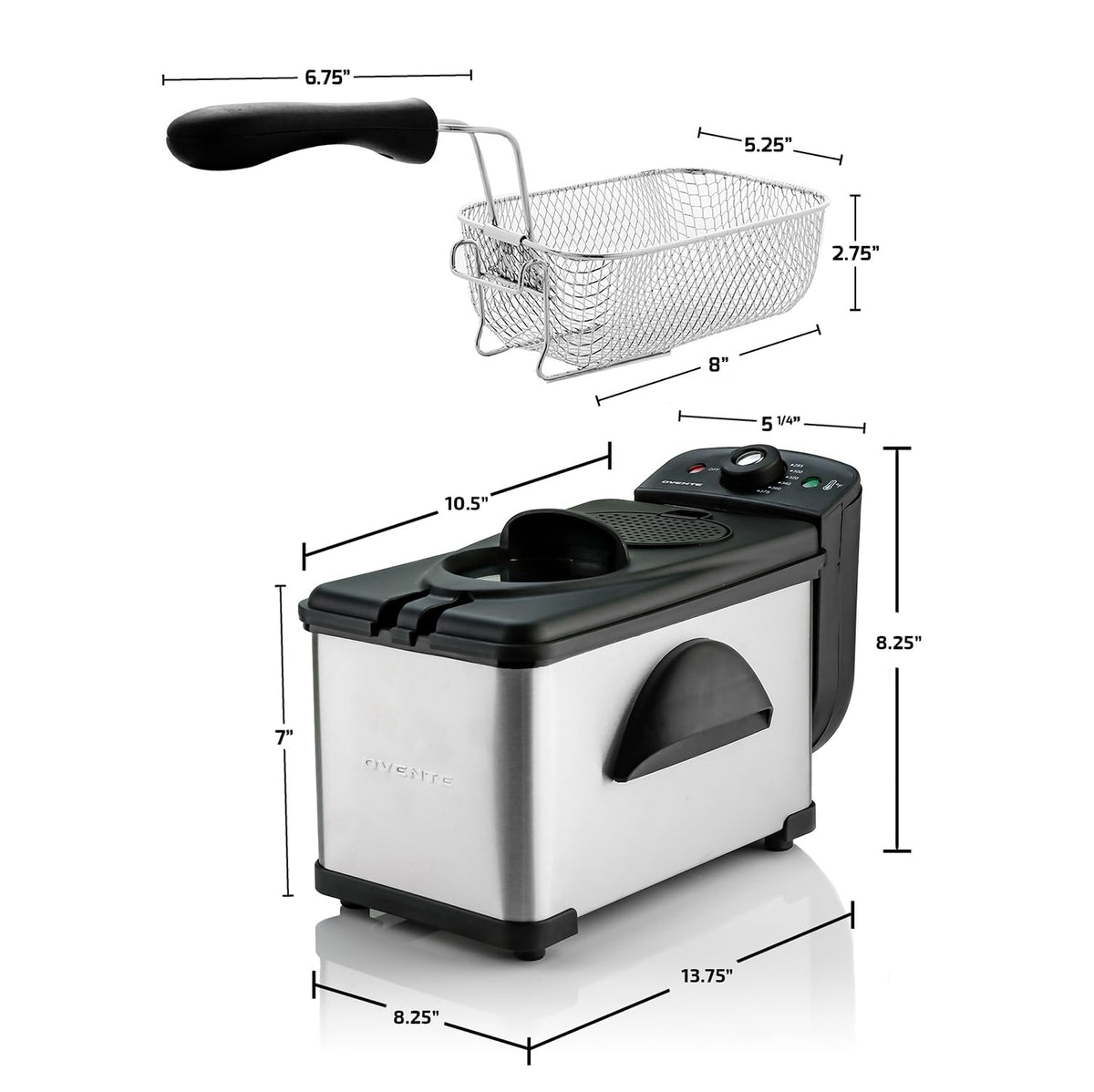 Removable frying basket for easy loading and draining