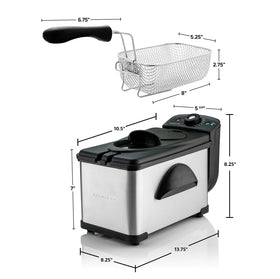 Removable frying basket for easy loading and draining