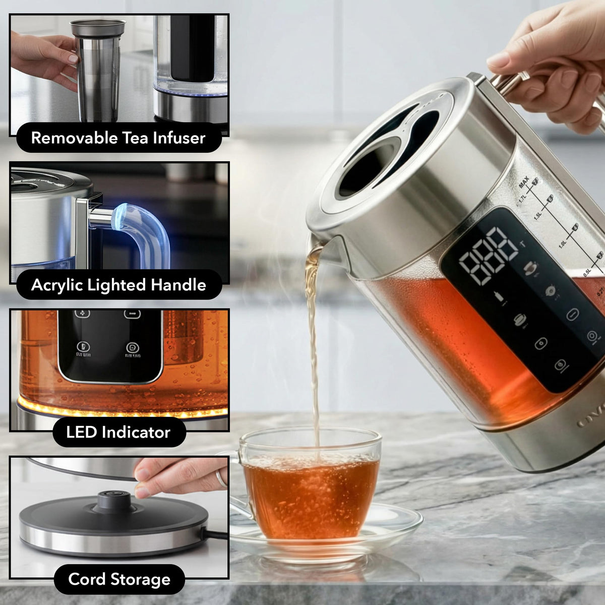 OVENTE 1500W fast boil for rapid hot water for tea or coffee