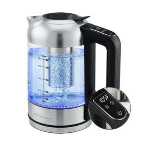 OVENTE digital glass kettle front view for quick, precise heating