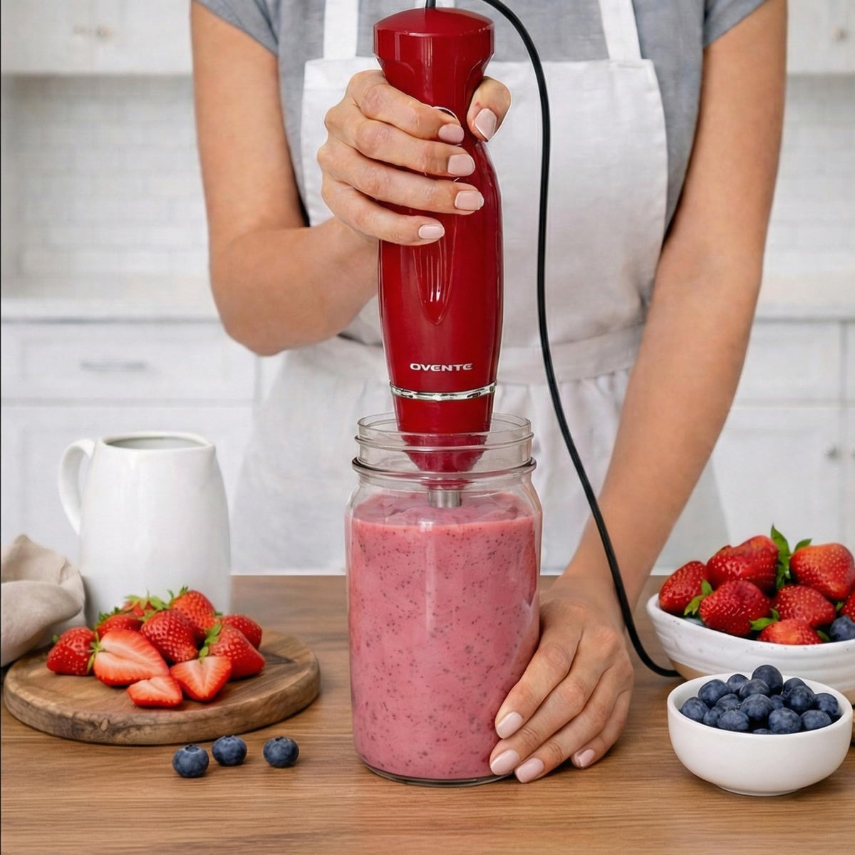 Dishwasher-safe shaft and wipe-clean motor body for easy upkeep.