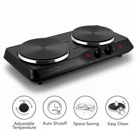 OVENTE double burner with a 6.10-inch plate ideal for small pans and sauces.
