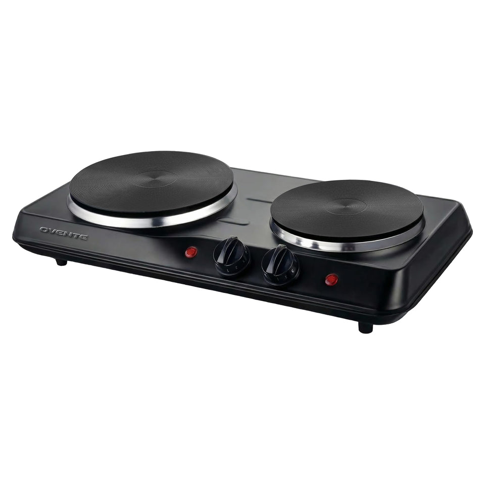 OVENTE double burner with a 7.25-inch plate delivers even heating for pots.
