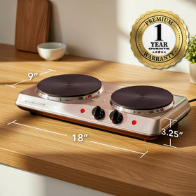 OVENTE easy-clean, nonstick cast-iron plates simplify cleanup.