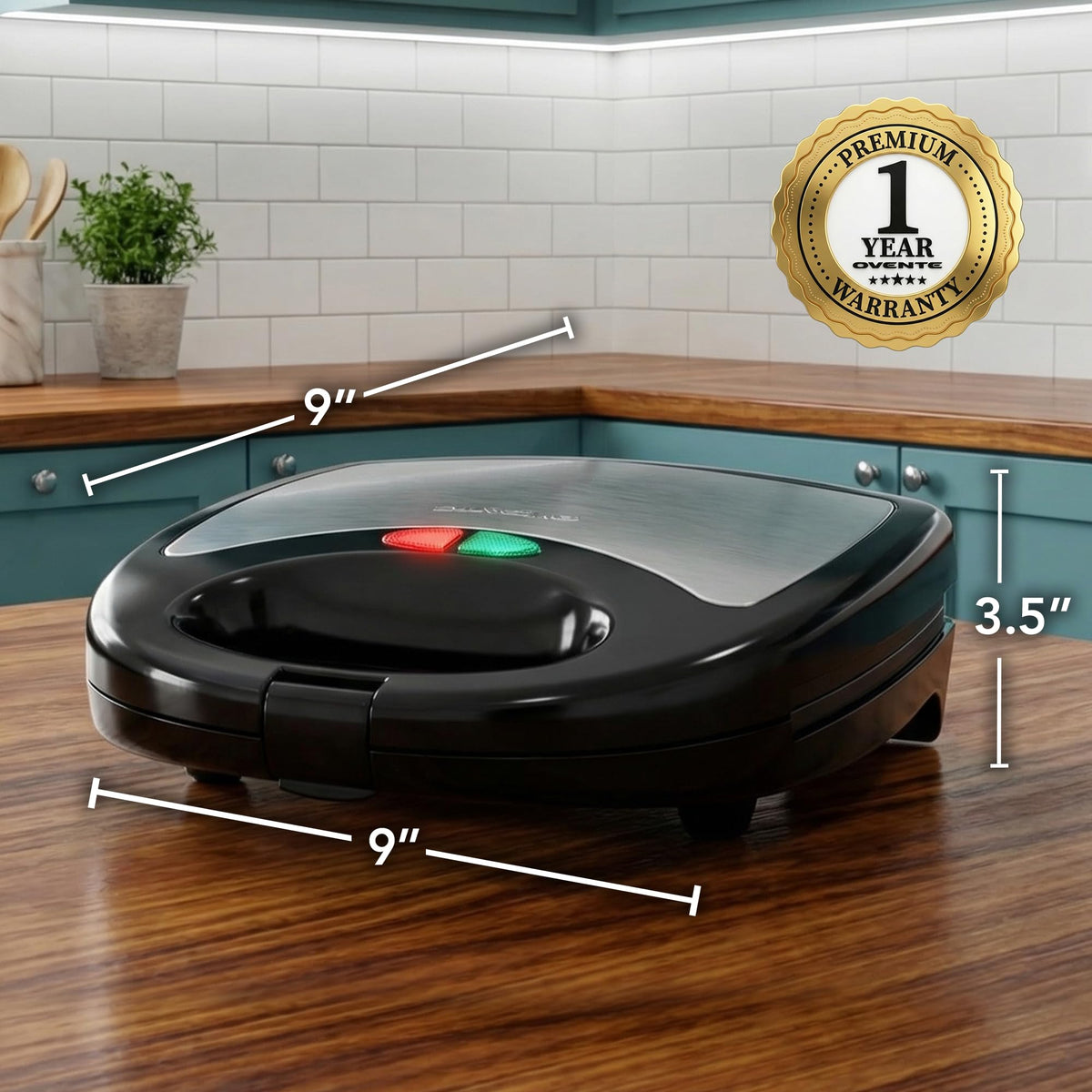 OVENTE easy-clean detachable plates simplify daily maintenance.