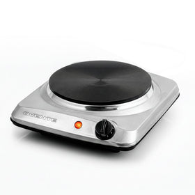 OVENTE electric burner with 7.25-inch cast-iron plate for even heating.