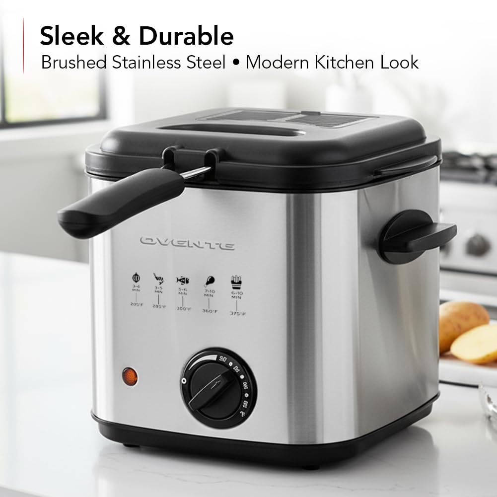 OVENTE 1.5L capacity ideal for small households and snacks.