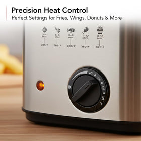 OVENTE deep fryer removable basket for easy draining and serving.
