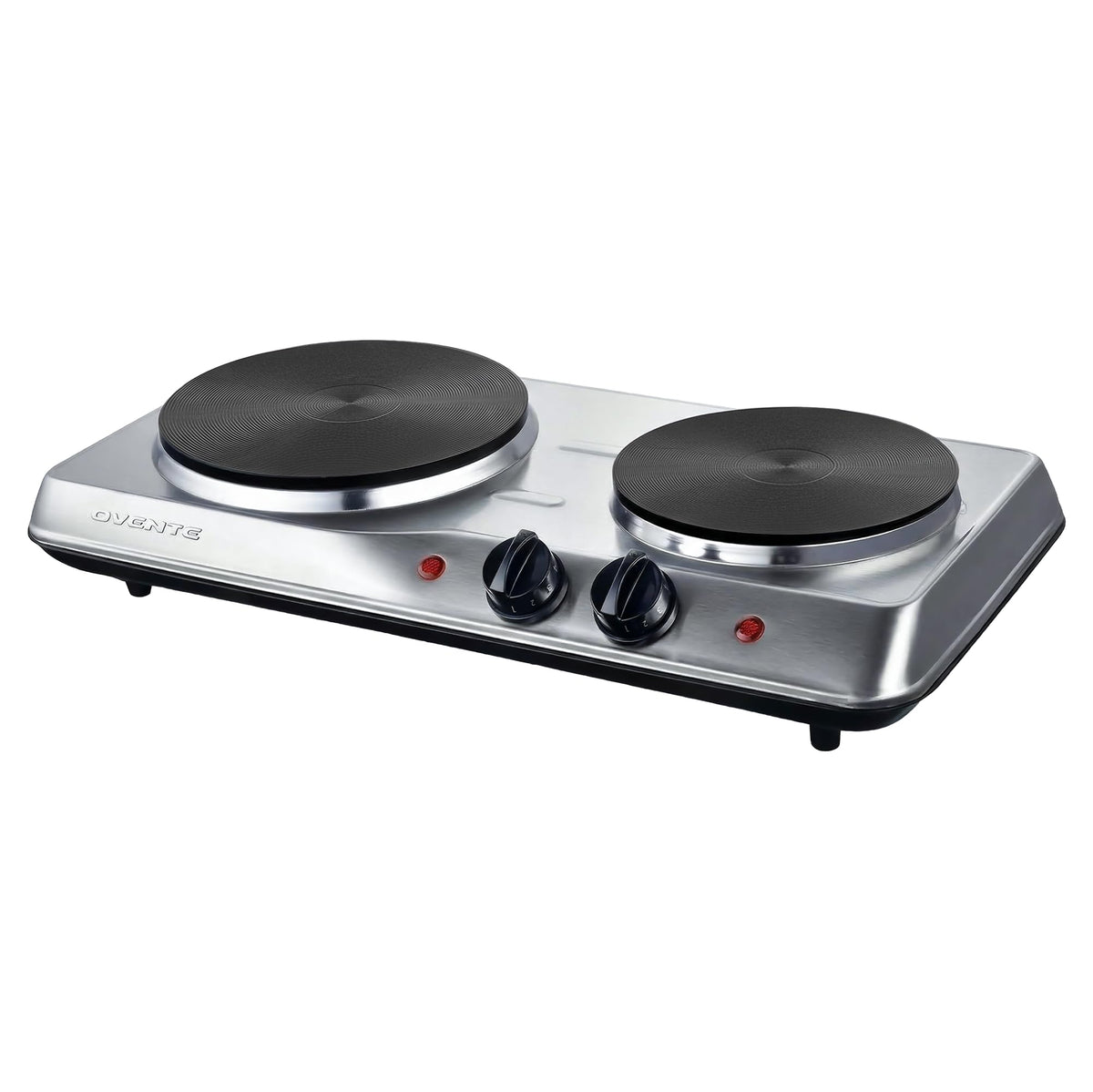 OVENTE electric double burner with 7.25-inch plate for fast, even heating.