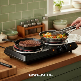 OVENTE easy-clean surface simplifies post-cooking cleanup.
