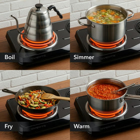 OVENTE stainless steel base provides durable, easy-clean cooking surface.