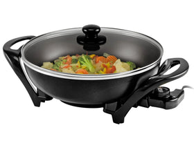 OVENTE electric wok 13-inch surface enables even heating for family meals.
