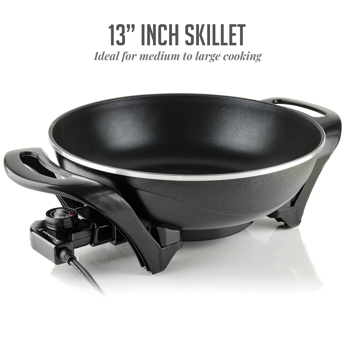 OVENTE wok with tempered glass lid shows progress while sealing moisture.