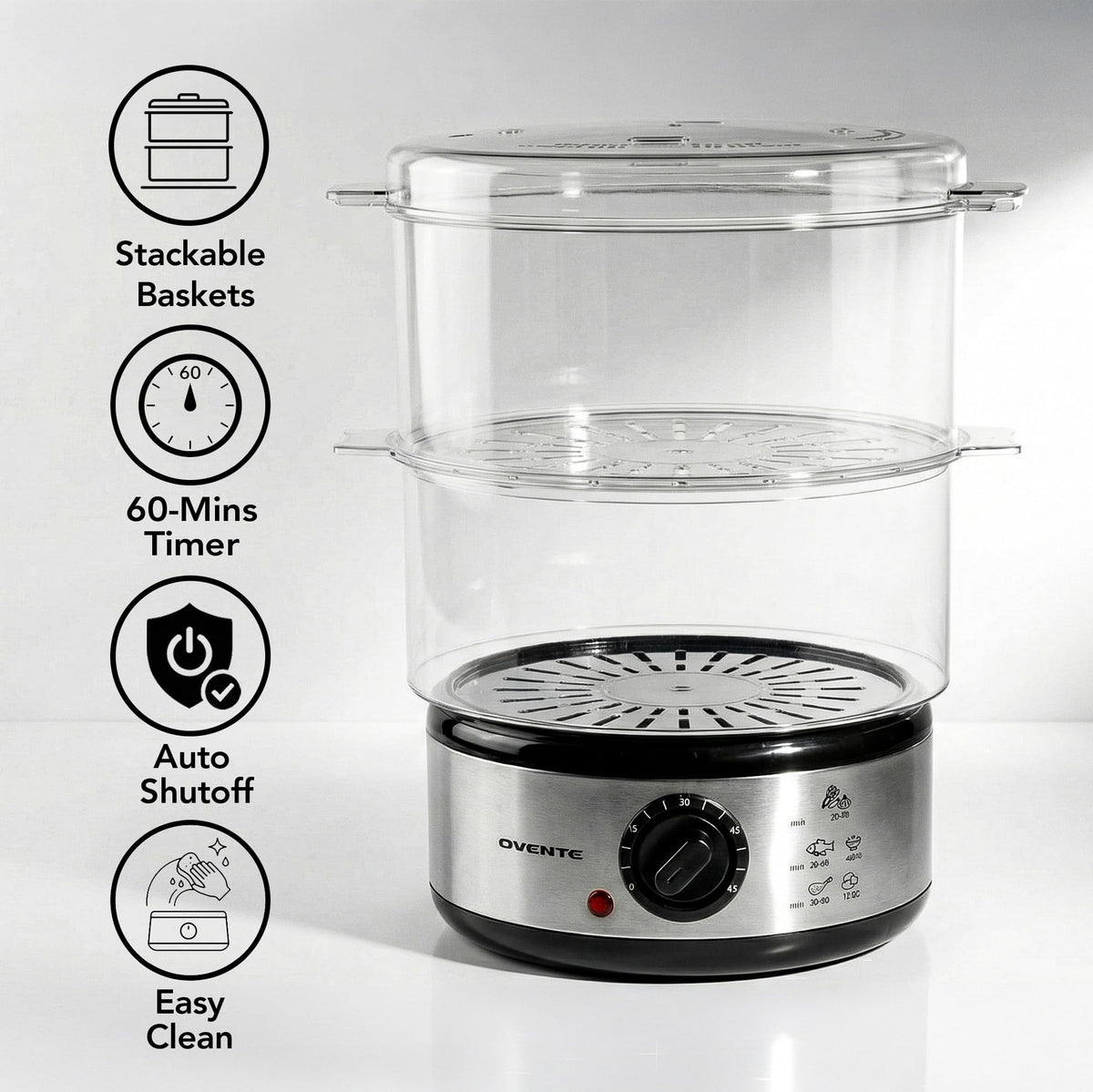 OVENTE FS62S steaming vegetables for crisp, nutrient-rich results.
