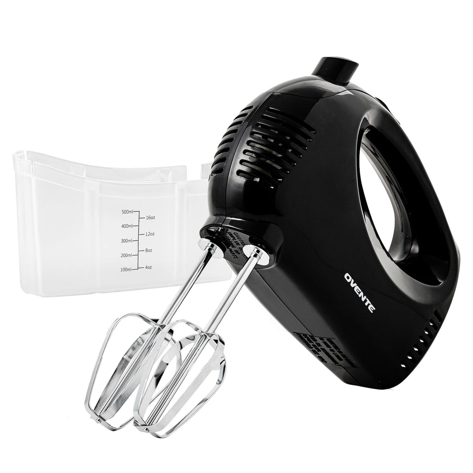 OVENTE HM151B hand mixer side view highlighting compact storage and grip